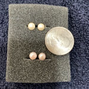 Faux Pearl Earrings 2 pair